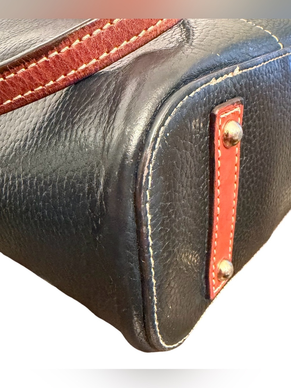 Dooney & Bourke Lexington 14" Shopper Dark Navy Tan Pebbled Leather Shoulder Bag - Picture 7 of 14
